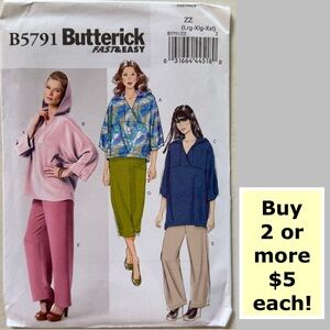 Butterick  B5791 Fast & Easy Uncut Sewing Pattern (L, XL, XXL)